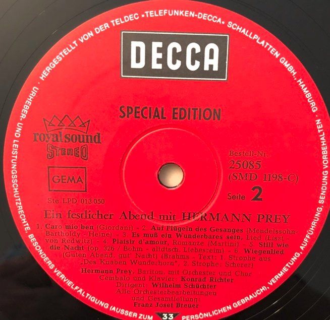 Dischi in vinile: Ein festlicher Abend mit Hermann Prey (LP) – Usato da Grüningen venduto da azulamarillo_vinyl 3