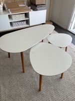 Beistelltische Weiss 3er Set Holzbeine