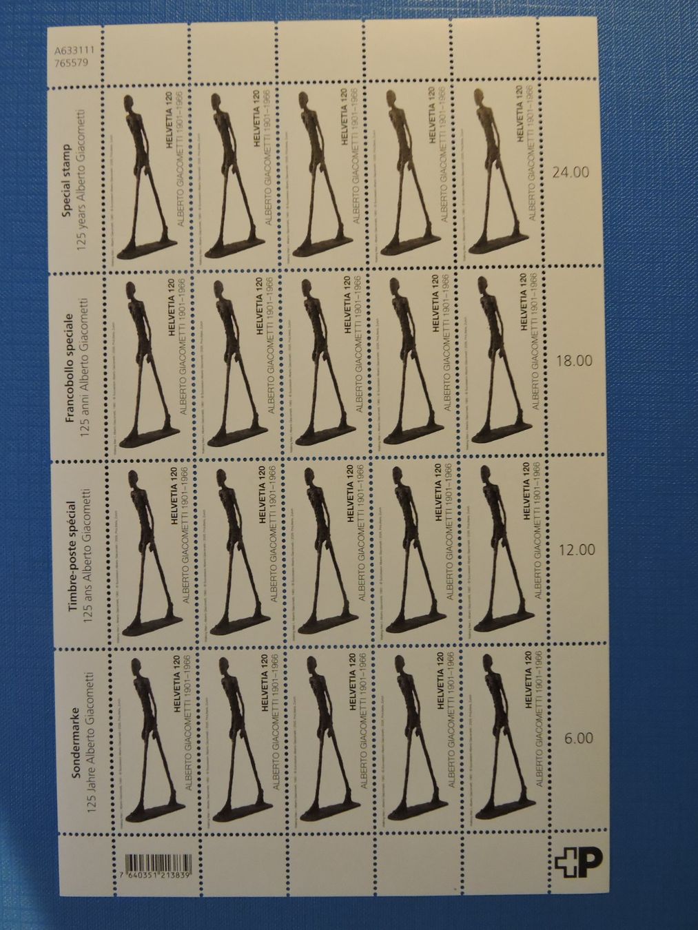 Tutti i francobolli: Bogen Briefmarke Alberto Giacometti, Postfrisch – Nuovo (secondo la descrizione) da Burgdorf venduto da rosashop54