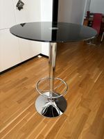 Bartisch, Glas schwarz, Gestell Chrom