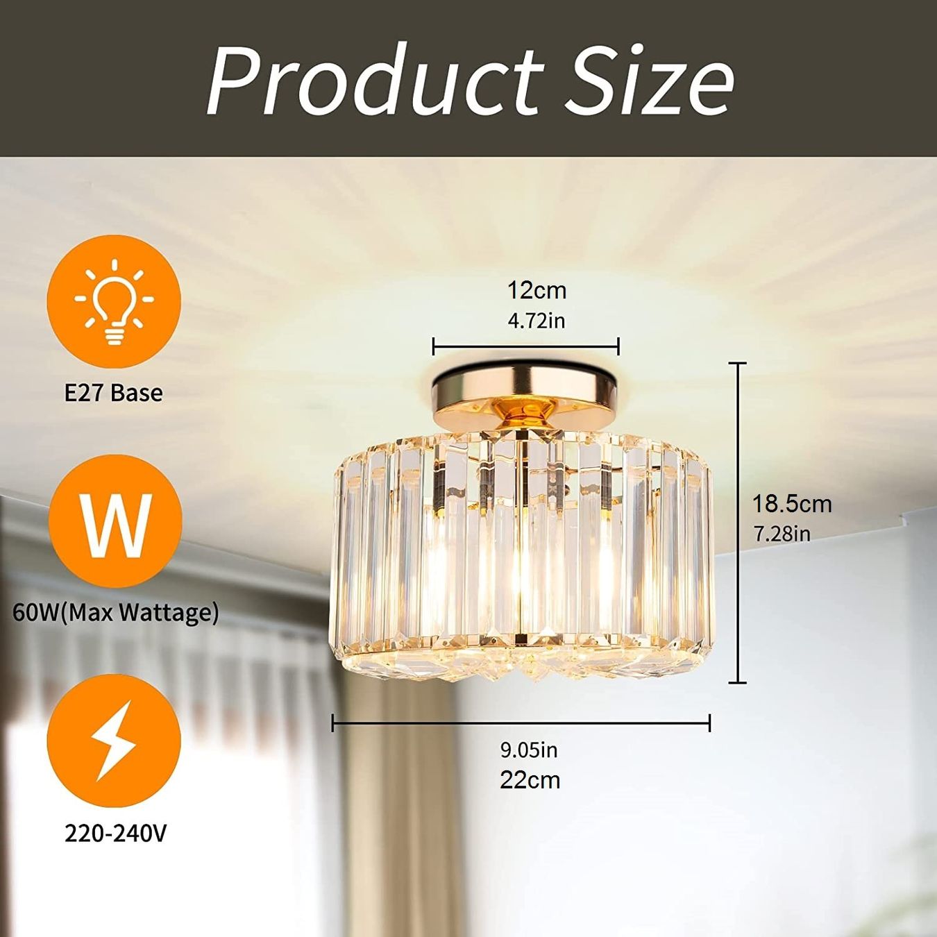Lampadari & plafoniere: Moderne Kristall Deckenleuchte, Kronleuchter Ø22cm, E27 – Nuovo e nell'imballaggio originale da Zürich venduto da MueDes 3