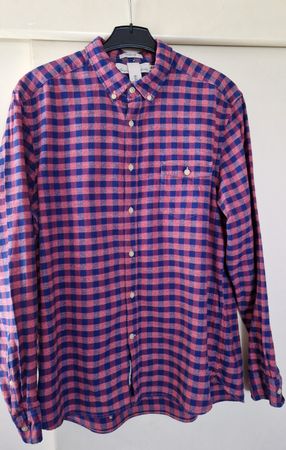 Blau-pink kariertes Flanellhemd