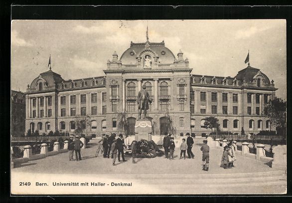 Ansichtskarten: AK Bern, Universität mit Haller-Denkmal – Gebraucht aus Berlin von bartko-reher