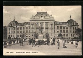 AK Bern, Universität mit Haller-Denkmal