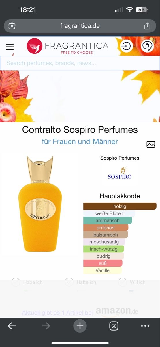 Parfums & Eau de Toilette: Sospiro Contralto,2 ml – D'occasion à Sursee par nst_czk2 1