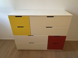 Kommode mit 6 Schubladen weiss gelb rot Zustand gut