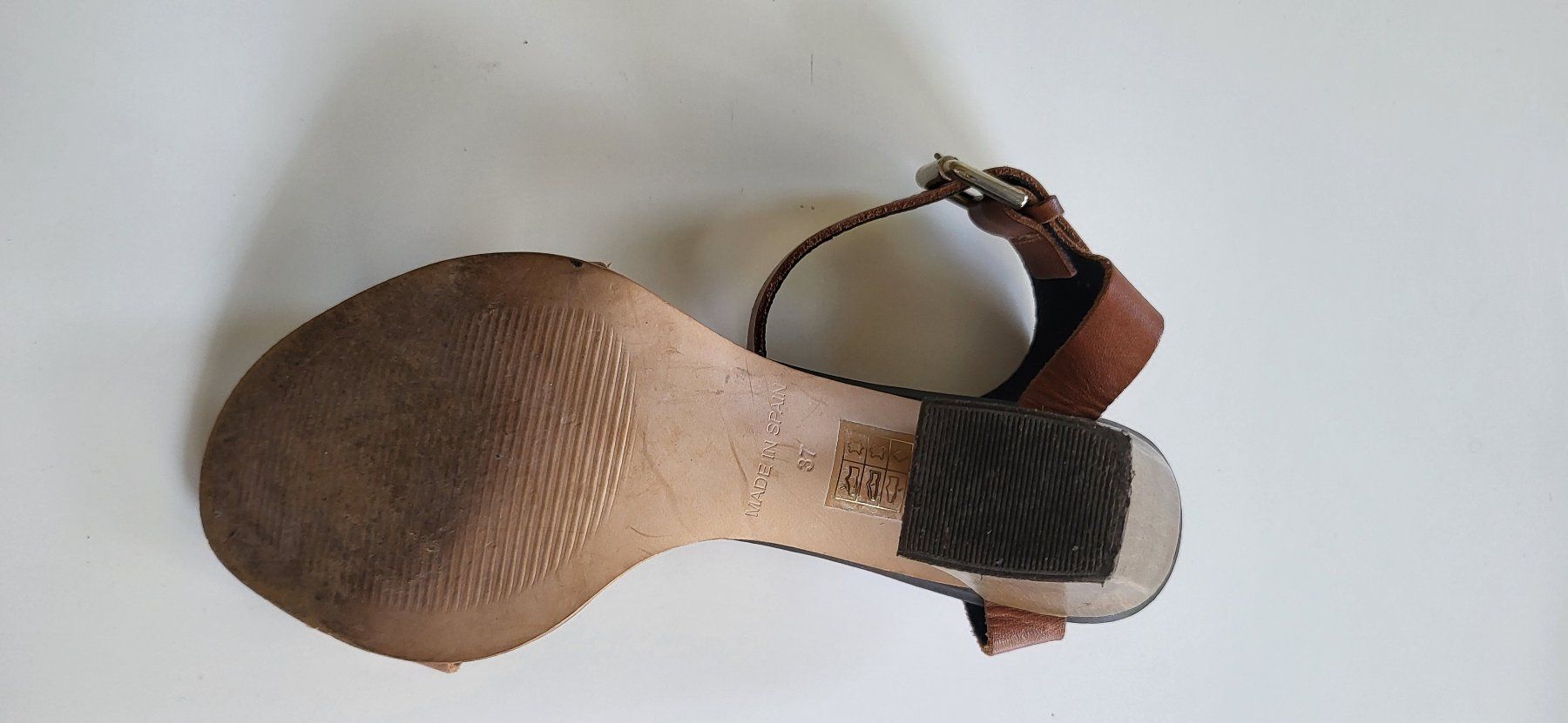 Scarpe da donna: Schöne, mittelbraune, schlichte Riemchensandalen – Usato da Zürich venduto da csa02 6