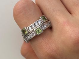 Silber 925 Massiv Ring mit Peridot Steinen