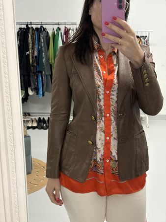 Bally Lederblazer braun Gr. 36 Lederjacke Blazer
