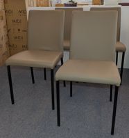 4er Set Esszimmerstühle, Leder mocca