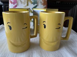 2x Lipton Tassen mit Gesicht Augenzwinkern- Neu und Sammlers