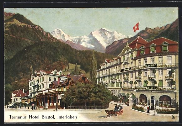 Cartoline postali: Interlaken, Blick auf Terminus Hotel Bah – Usato da Berlin venduto da bartko-reher