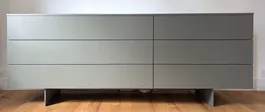 Hochwertiges Design-Sideboard 200 cm – Holz lackiert, Grau
