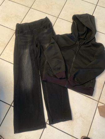 Damen Set stretch Hose und Kapuzenjacke schwarz Gr. M