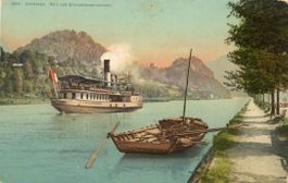Interlaken   BE  -  Aare / Dampf- und Segelschiff    um 1918