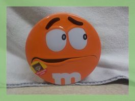 M&M's Blechdose, orange Figur, Süssigkeiten Dose, leer