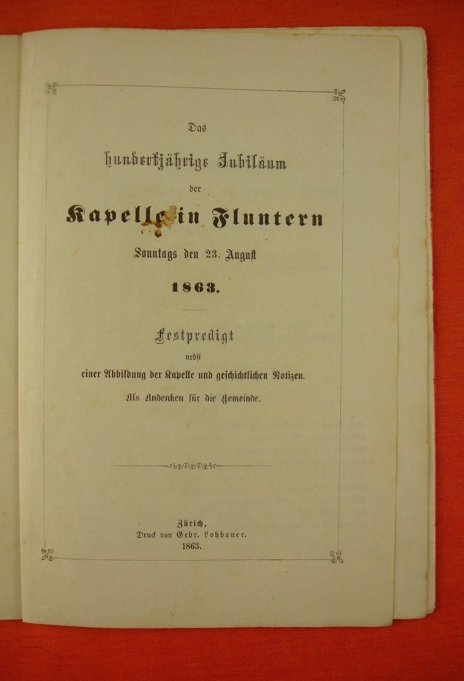Incisioni: KAPELLE FLUNTERN 1863 – Usato da Grüningen venduto da Kartensammler 2