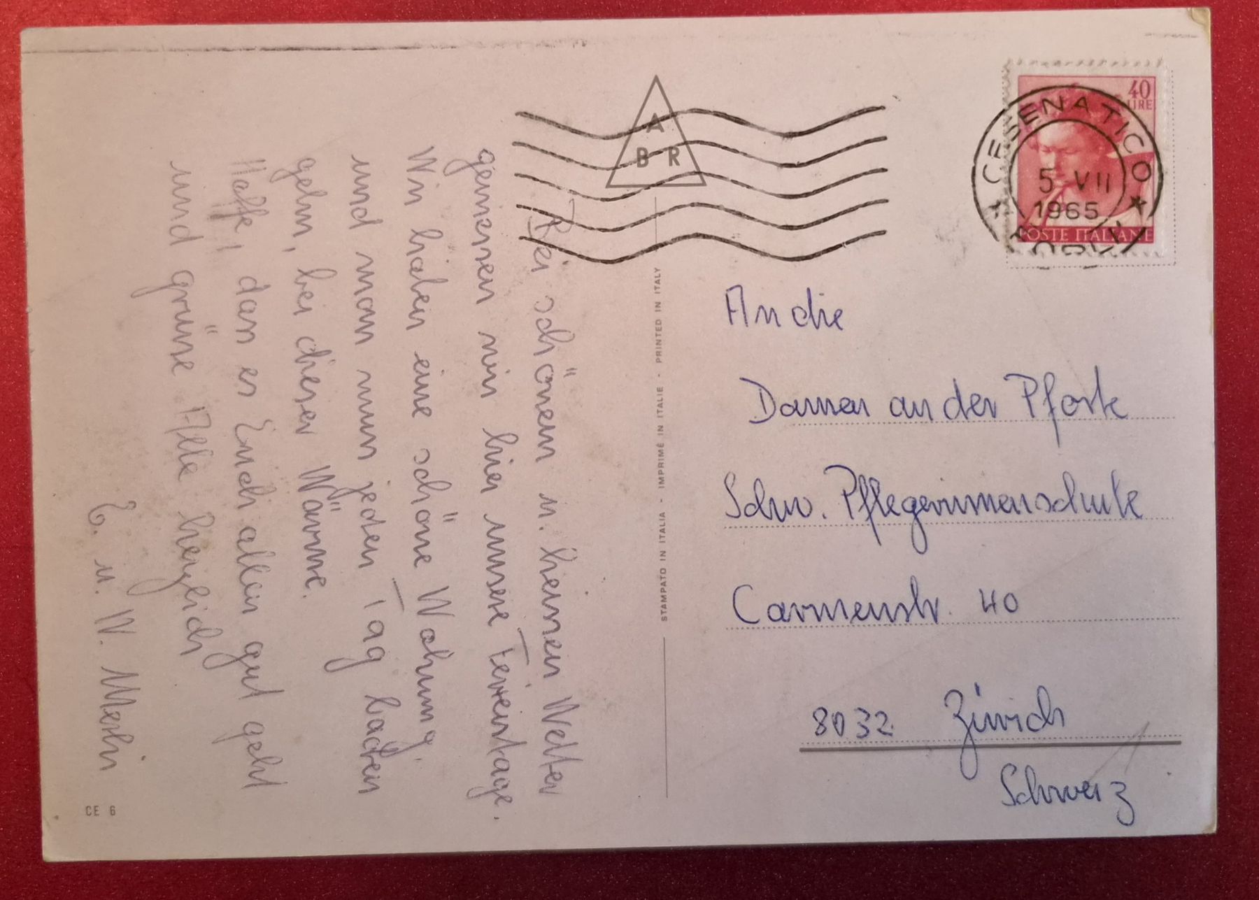 Cartoline postali: Cesenatico Italia 1965 – Usato da Melchnau venduto da Arthurius 1