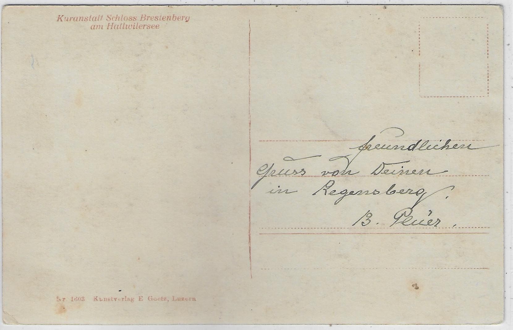 Cartoline postali: Kuranstalt Brestenberg am Hallwilersee AG – Usato da Ettingen venduto da Kartenplanet 1
