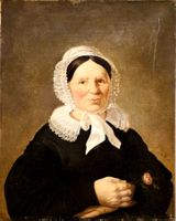 Antikes Schweizer Frauenportrait mit Rose, signiert