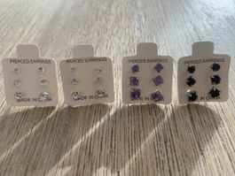 Set Ohrstecker, 4 verschiedene Farben, Neu, Schmuck 5.-