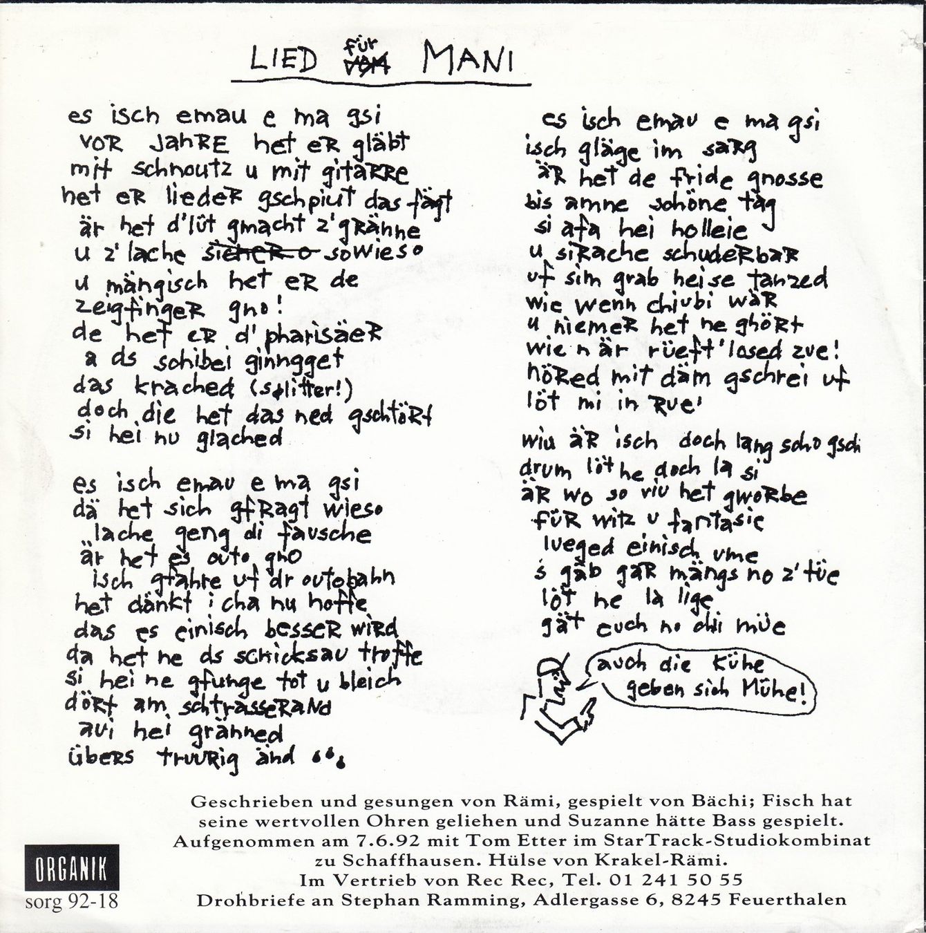 Dischi in vinile: Der böse Bub Eugen Vinyl Single von 1992 – Usato da Volketswil venduto da Abcrecords 1