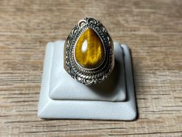 Orientalischer Silber 925 Ring mit natürlichem Tigerauge