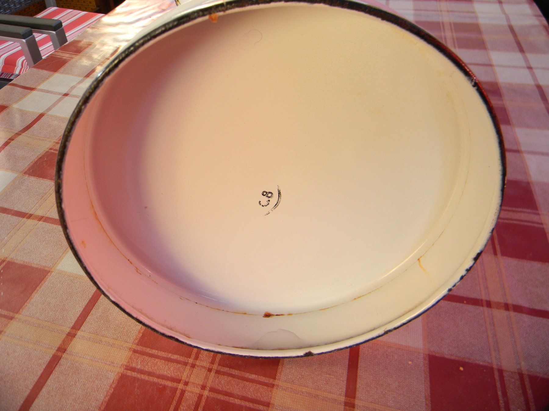 Vasi & Recipienti: broc à eau blanc, émaillé, filet bleu – Usato da Bournens venduto da monique048 2