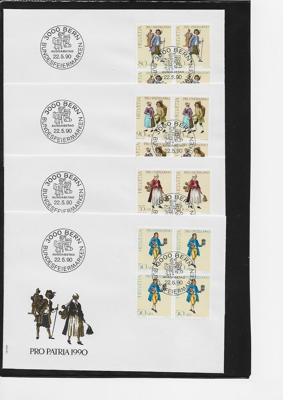 Alle Briefmarken: 1990 PP  4x FDC 4 er – Gebraucht aus Rheinau von loxis