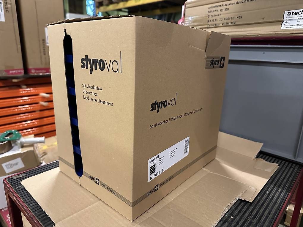 Contenitori & Simili: neue 5er Schubladenbox grau/blau von Styro – Nuovo e nell'imballaggio originale da Necker venduto da liq24 2