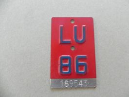 Velonummer Rad Velo Nummer LU 86 Luzern 1986 Geschenk