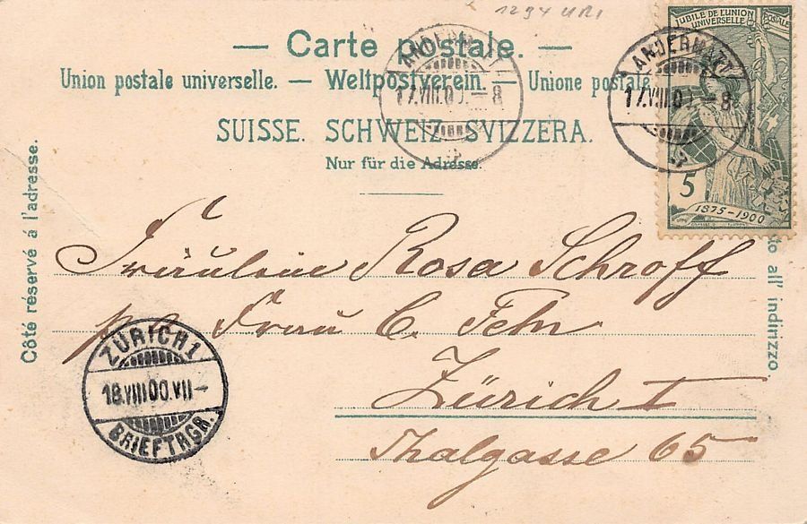 Ansichtskarten: Andermatt, gelaufen 1900 – Gebraucht aus Frauenfeld von POML 1