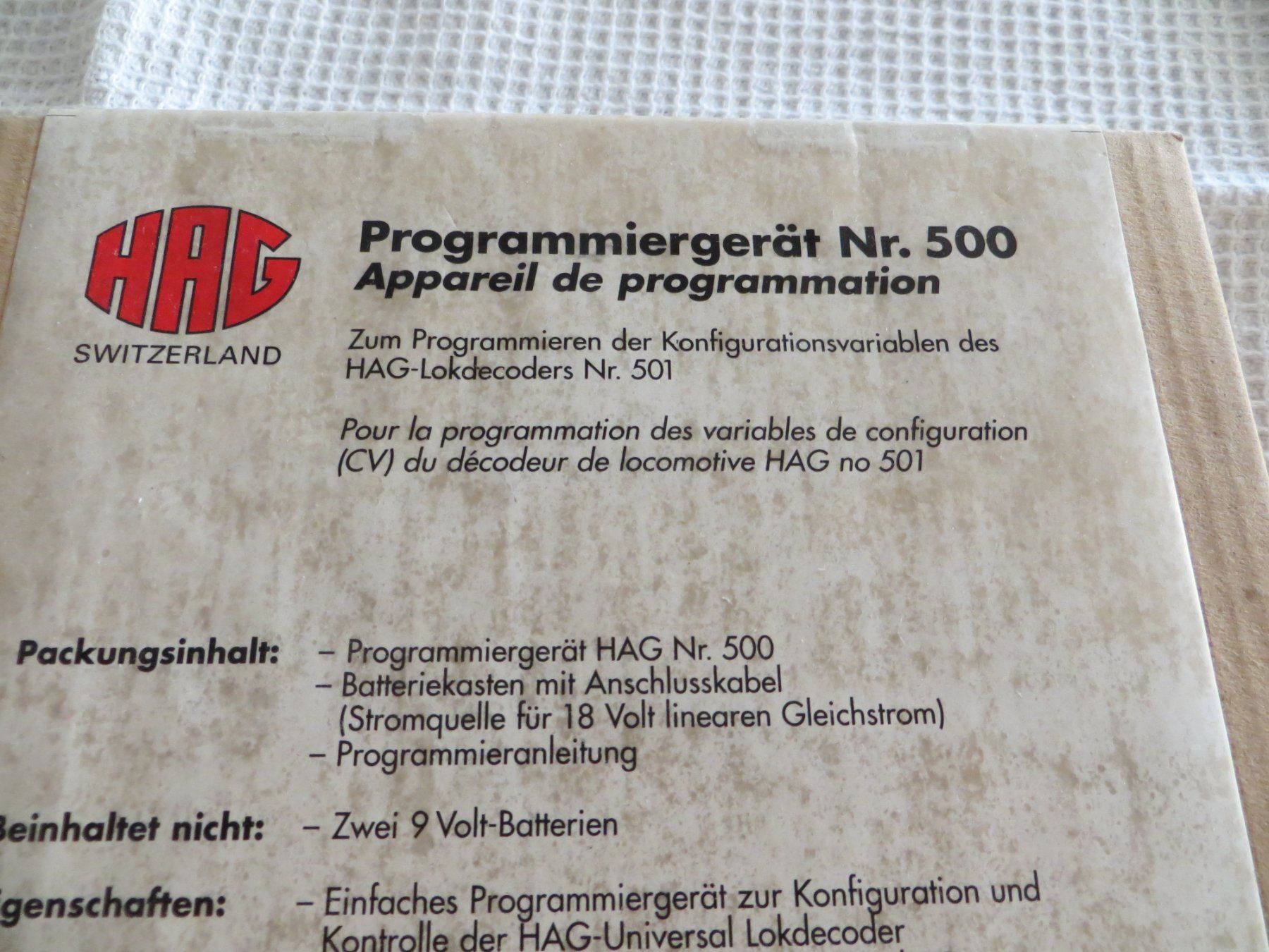 Hag Modellini di ferrovie: HAG Programmiergerät der Decoder, Artikel-Nr.: 500 – Nuovo e nell'imballaggio originale da Wohlen AG venduto da Loki7