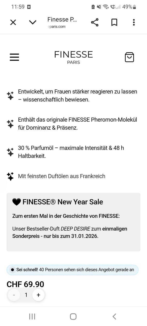 Profumi & Eau de Toilette: FINESSE DEEP DESIRE Parfum 50ml NEU – Nuovo e nell'imballaggio originale da Meilen venduto da Angelinaa98 1