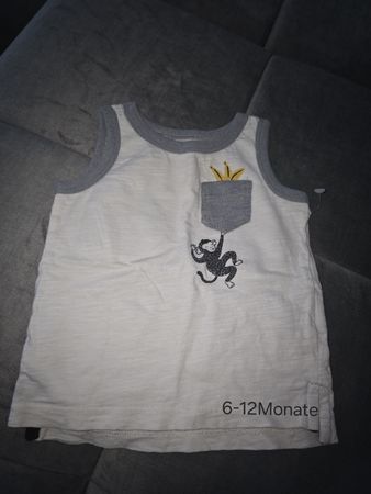 Achselshirt Affe Motiv weiss grau Grösse 6-12 Monate
