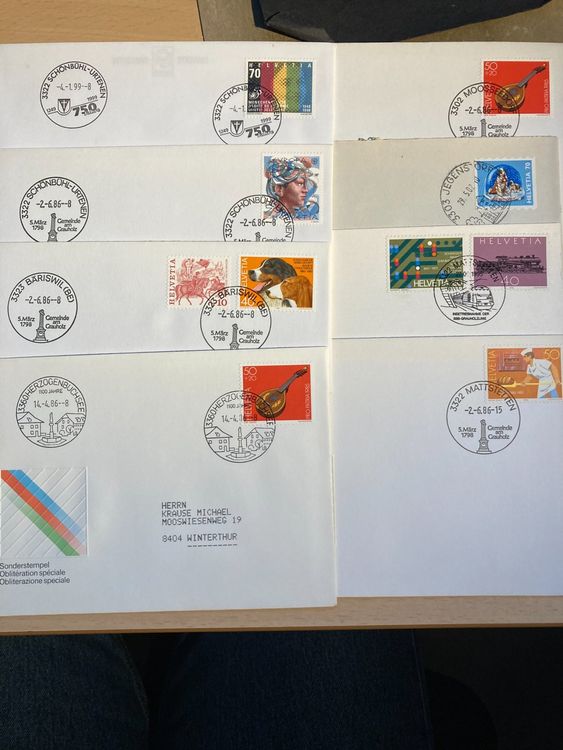 Schweiz Brief Lot 8 Briefe mit Werbestempel PLZ 3302-3360 1