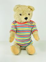 TEDDYBÄR Vintage Mohair Plüsch buntes TShirt um 1970