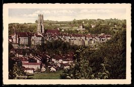 AK Fribourg, Vue générale sur la vieille ville et la cathédr