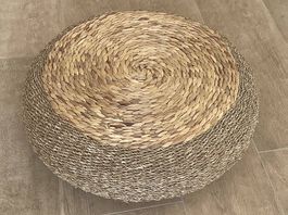 Nordic Hocker Pouf Seegras Wasserhyazinthe natur Boho Deko