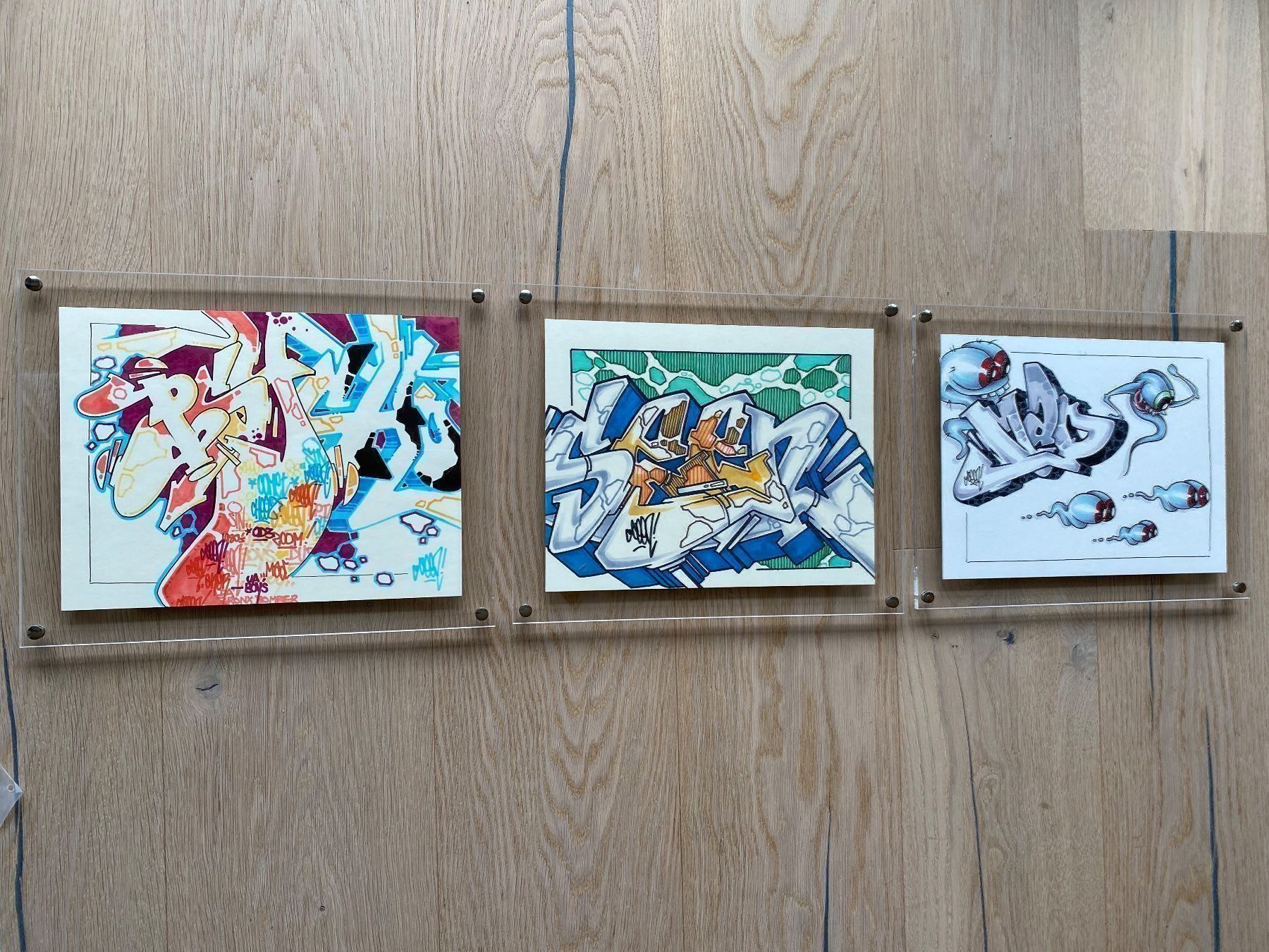 Poster & Bilder: 3 SEEN Original Graffiti Paper-Plexiglas – Gebraucht aus Zürich von 1_marsmensch
