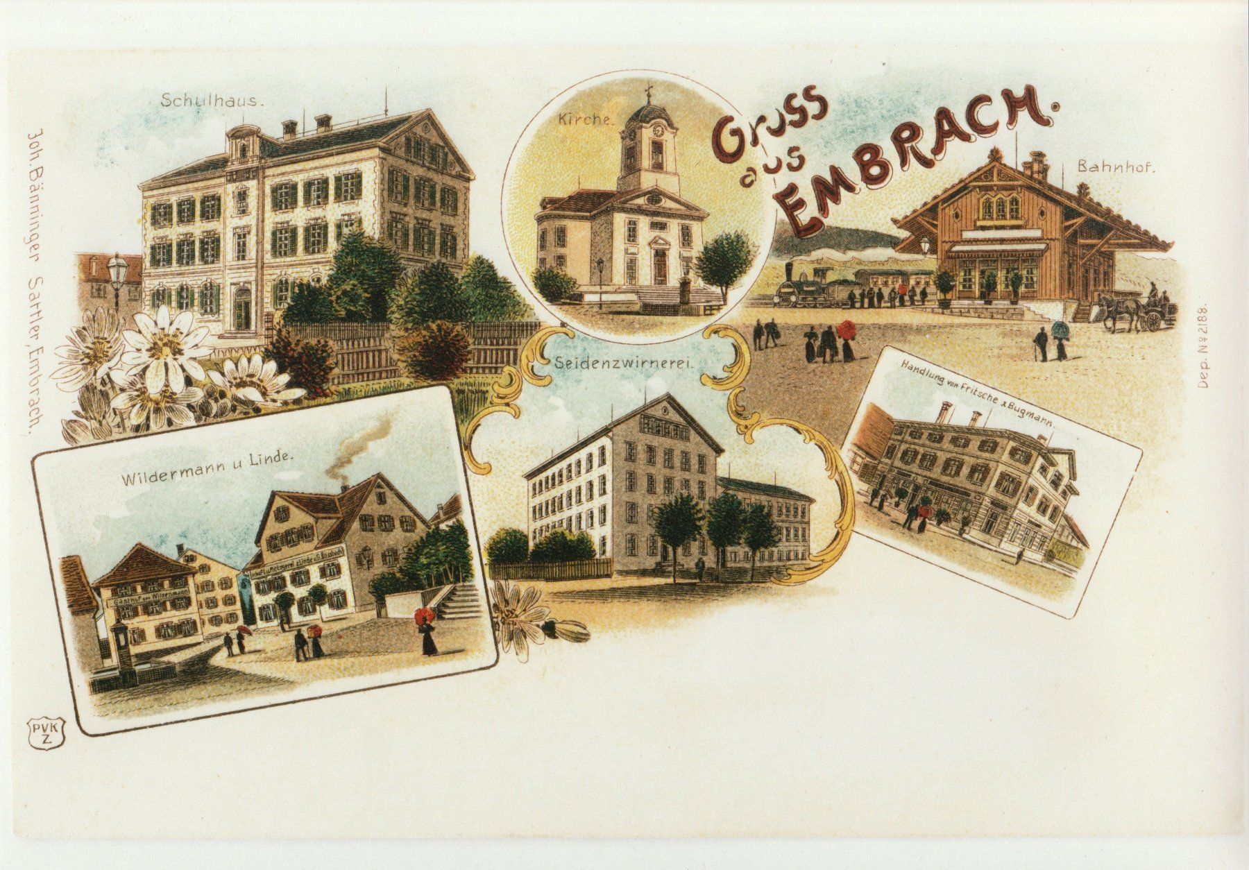 Grafiken & Lithographien: Embrach um 1900   -   (Lithoansicht im Format - A4) – Gebraucht aus Fällanden von Blausegelfliege