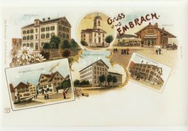 Embrach um 1900   -   (Lithoansicht im Format - A4)