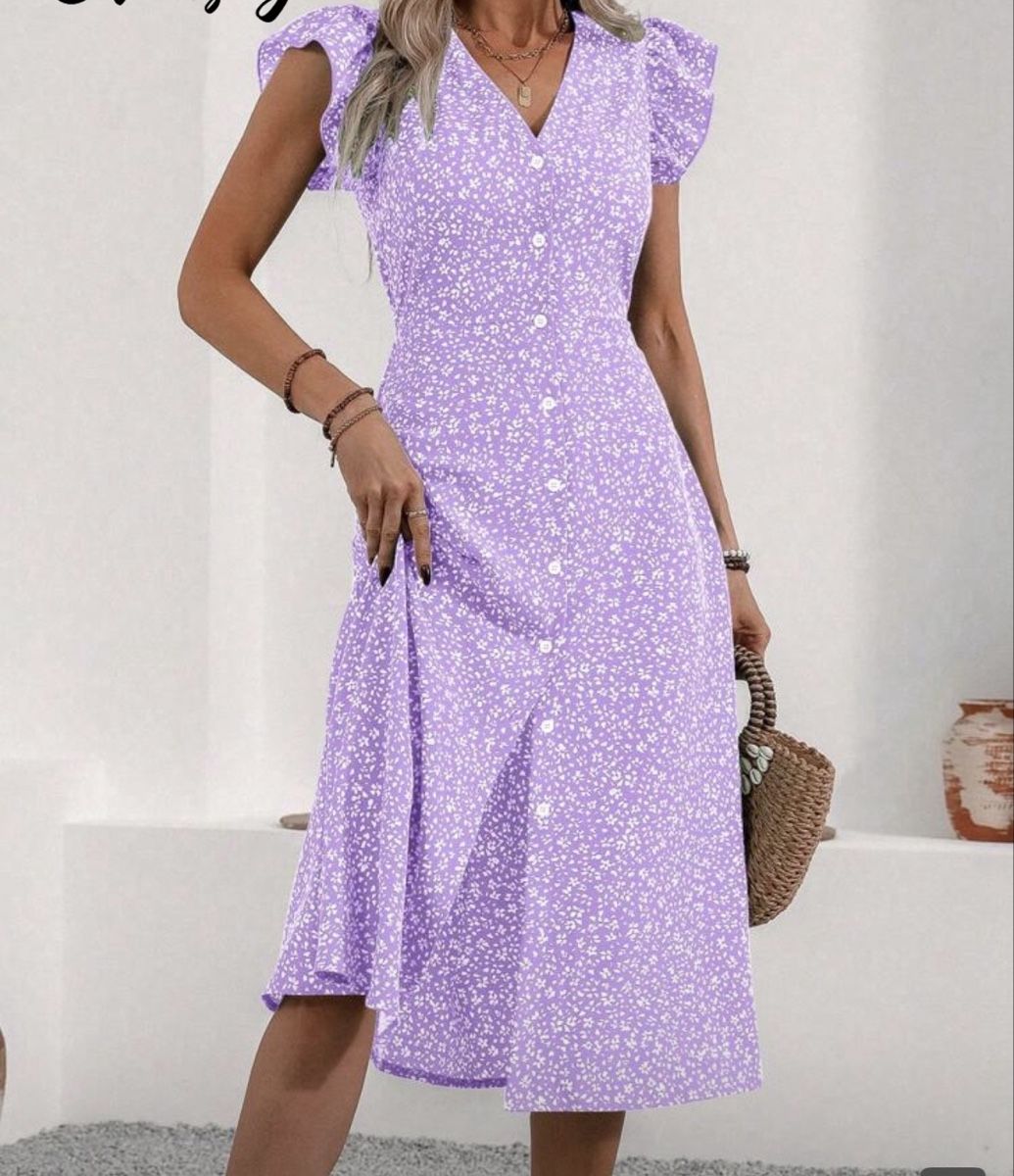 Vestiti: Kleid lila Blumenmuster - Grösse S – Usato da Oberhofen Thun'see venduto da ClaudiaKelesh 2
