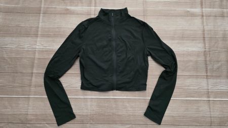 Schwarze Crop-Jacke mit Reissverschluss - S - Tight Fit