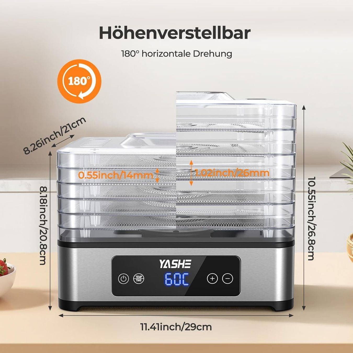 Elettrodomestici da cucina: Dörrautomat 5 Edelstahl-Gitter 400W Timer – Nuovo e nell'imballaggio originale da Schaffhausen venduto da AllesMussRaus60 1