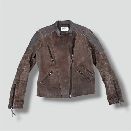 Mango Argentina brown leather jacket damen vintage veste