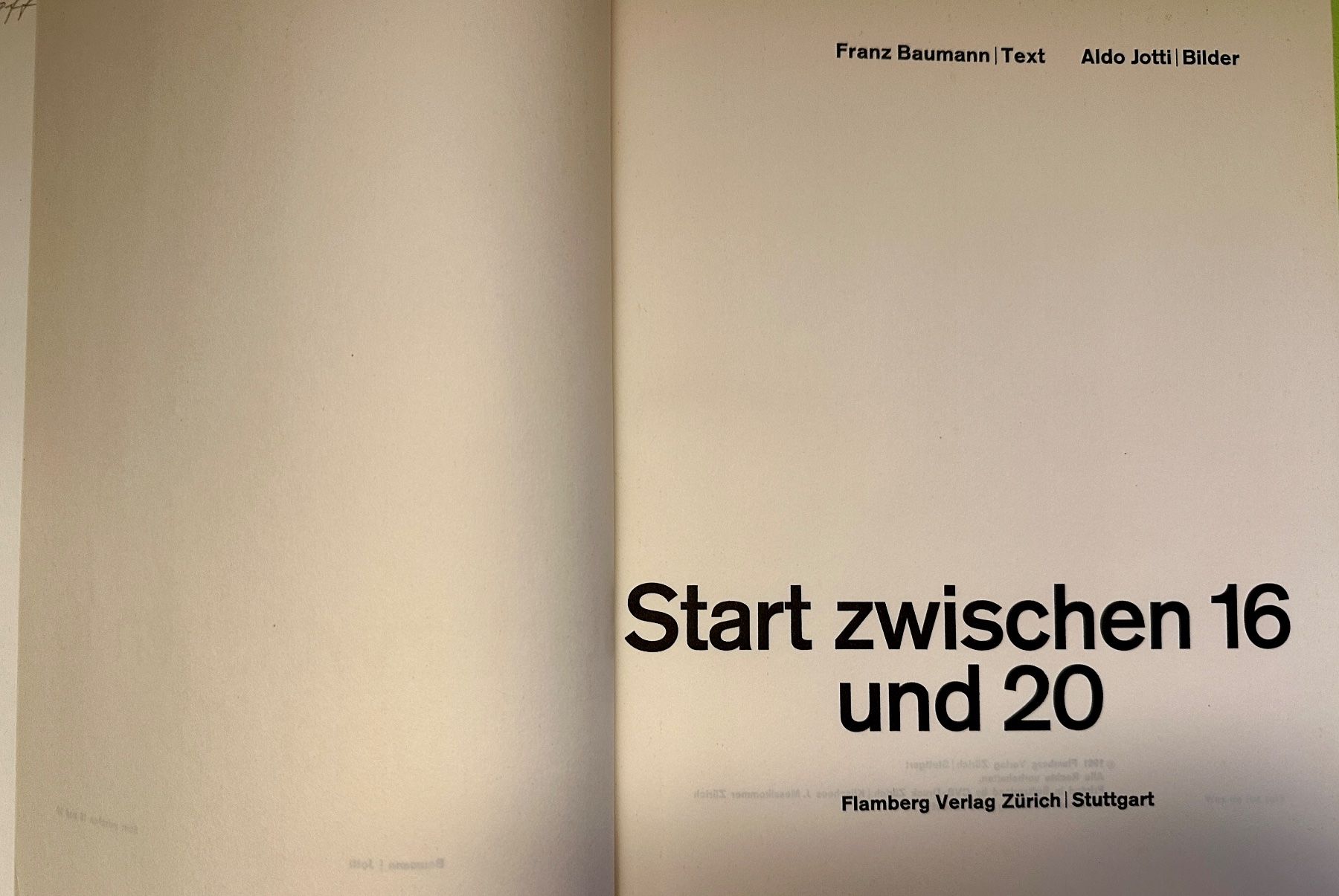 Libri: Franz Baumann: Start zwischen 16 und 20 – Usato da Zürich venduto da allp 1