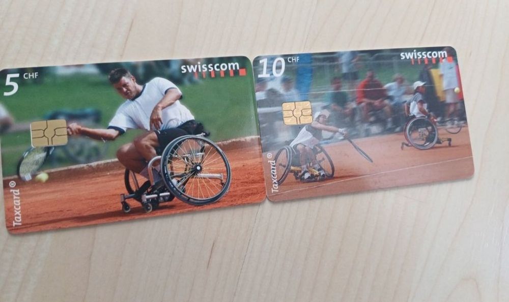 Swisscom Cartes de téléphone: 8x Taxkarten Invacare, Fussball, Wintersport – D'occasion à Walenstadt par emynmuil1 3
