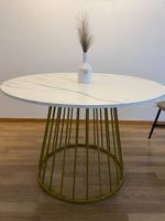 Runder Esstisch Holz Marmor look Weiss mit Gold !TOP!
