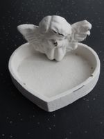Guss: liebliche herzförmige Engel Schale shabby chic NEU